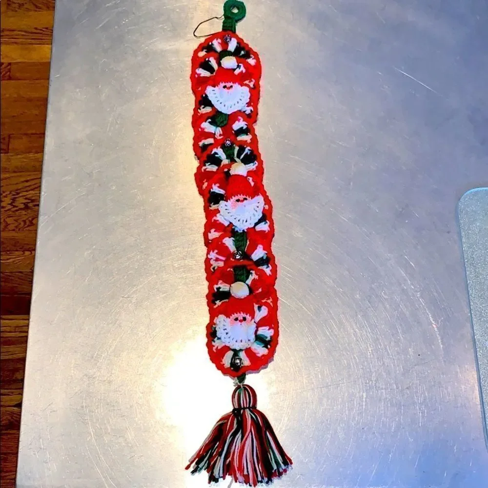 ‎Vtg kitschy Santa face Christmas wall hanging